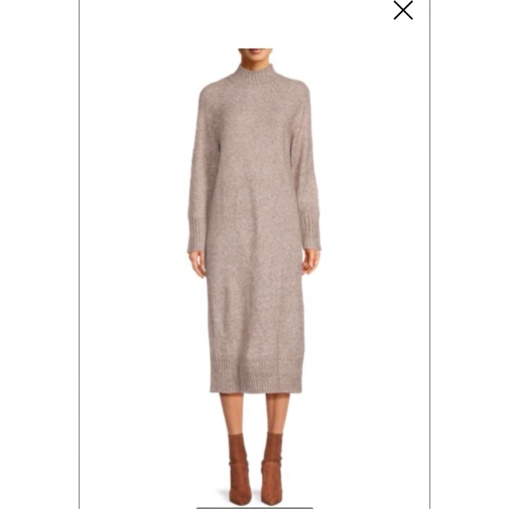 Mockneck Side Slit Midi Dress